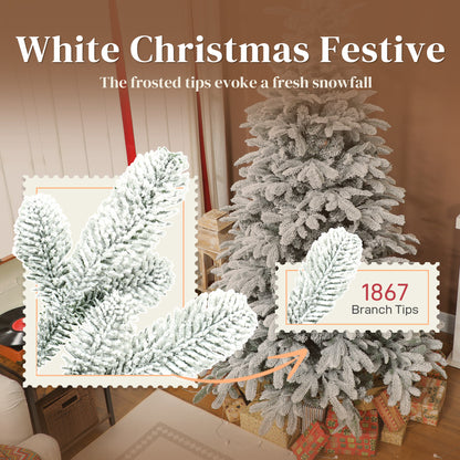 7 ft Artificial Christmas Tree with 1867 Branches, Hinged Xmas Tree