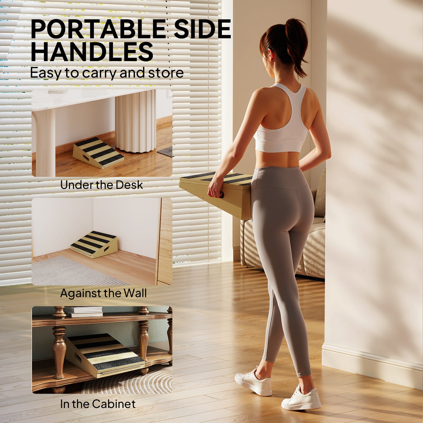 Portable Slant Board, Calf Stretcher with 4 Adjustable Angles