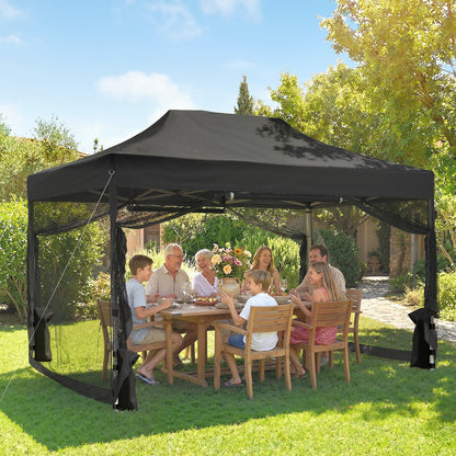3 x 4.5 m Pop Up Gazebo with Mesh, Heavy Duty Party Tent Marquee