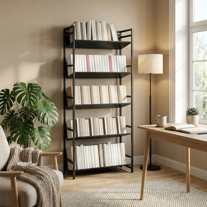 Bookshelf Anti-Slip Design 5-Tier Black