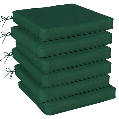 Set of 6 Chair Cushion Seat Pads with Removable Tie, Green