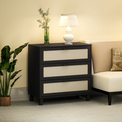 3 Drawer Cabinet Storage Cupboard Sideboard Organiser, Black