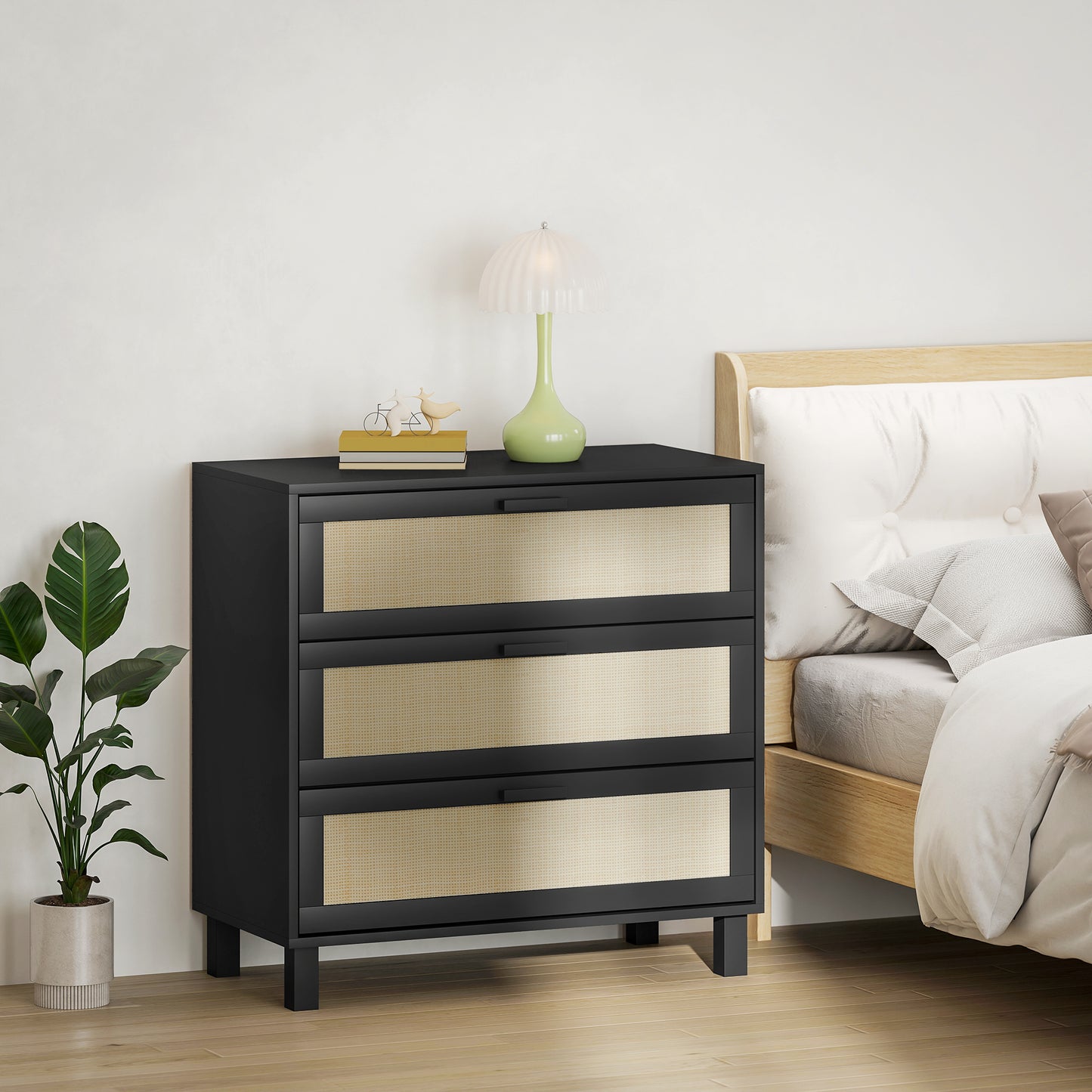 3 Drawer Cabinet Storage Cupboard Sideboard Organiser, Black