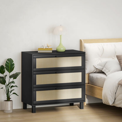 3 Drawer Cabinet Storage Cupboard Sideboard Organiser, Black