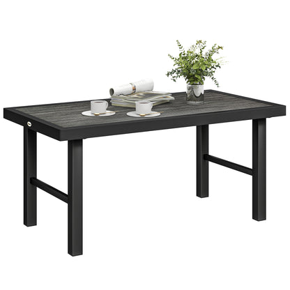 Garden Coffee Table with SPC Woodgrain Tabletop, Dark Grey