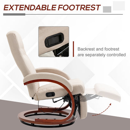 Manual Recliner Swivel Reclining Chair with Footrest Armrests Beige