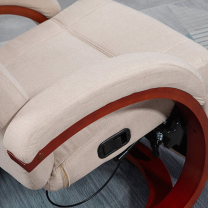 Manual Recliner Swivel Reclining Chair with Footrest Armrests Beige