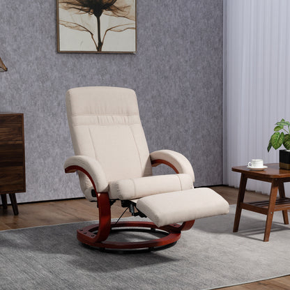 Manual Recliner Swivel Reclining Chair with Footrest Armrests Beige