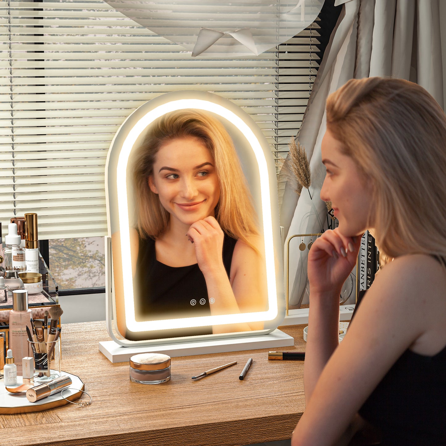 Vanity Mirror with Light, 3 Colour, 360 Degree Rotation, Touch Screen