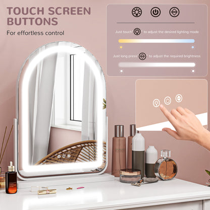 Vanity Mirror with Light, 3 Colour, 360 Degree Rotation, Touch Screen