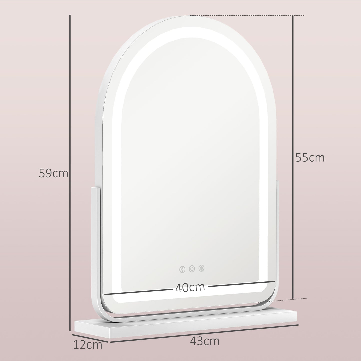 Vanity Mirror with Light, 3 Colour, 360 Degree Rotation, Touch Screen