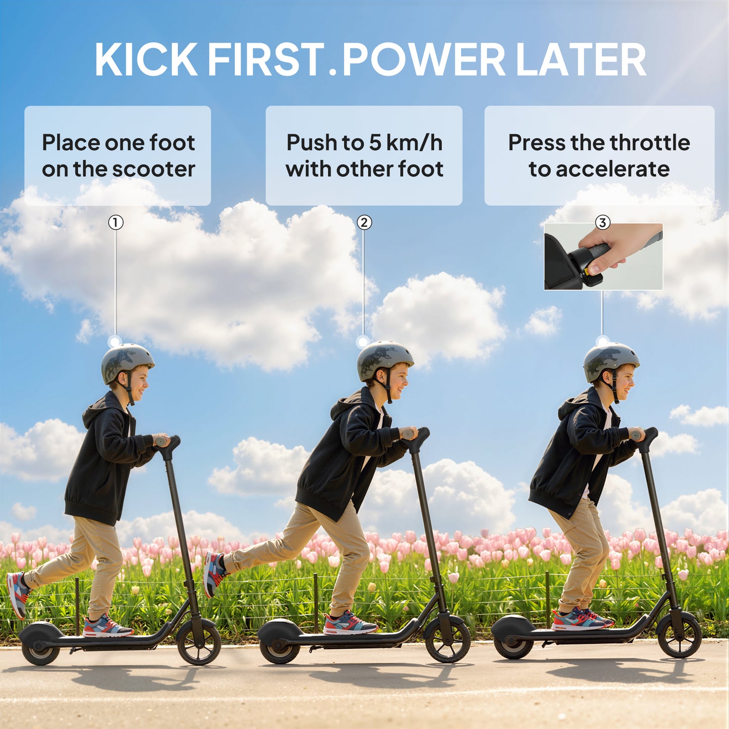 Electric Scooter, Lightweight E Scooter with LED Display, Black