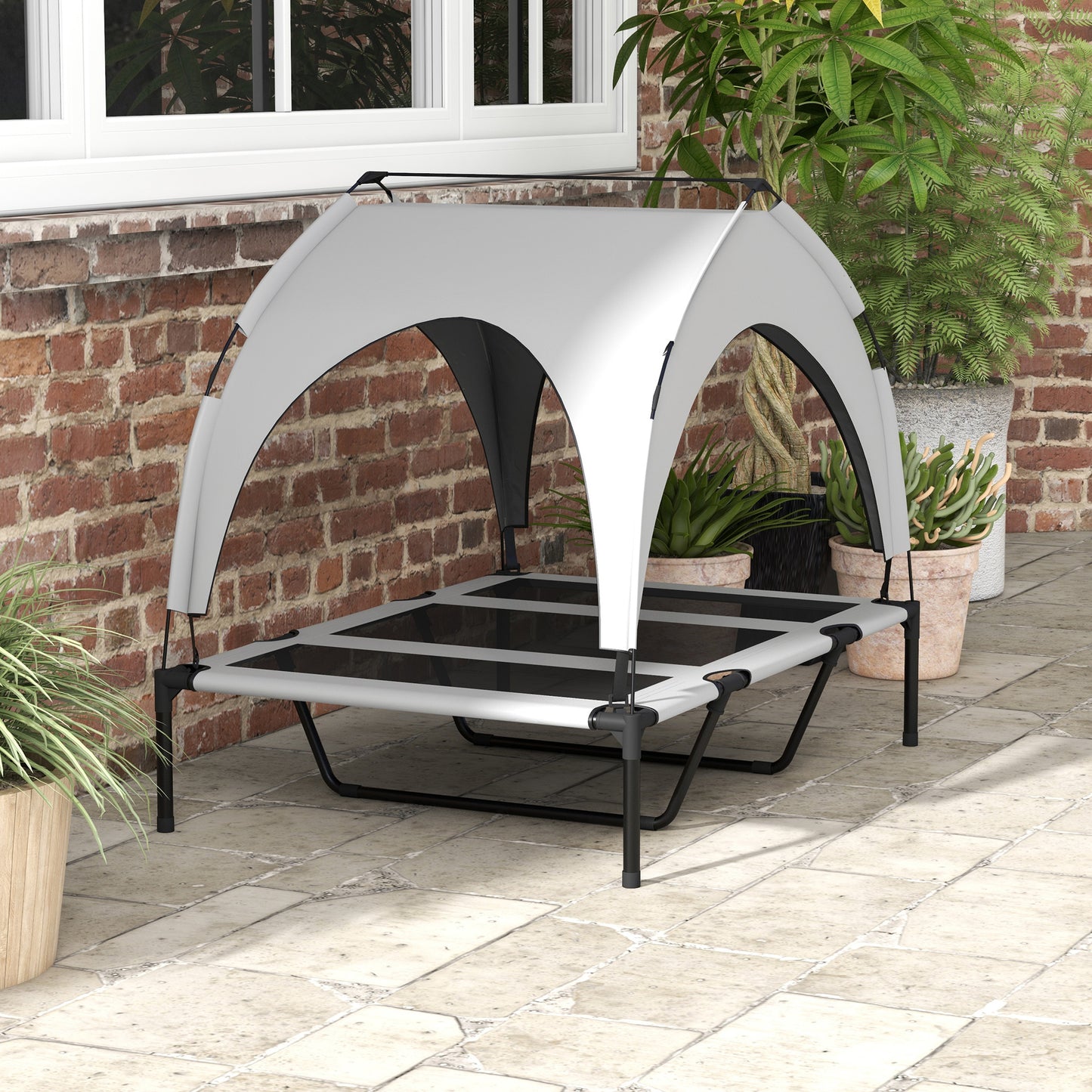 Cooling Raised Pet Bed w/ Washable Breathable Mesh, for Large Dogs, 106 x 76 x 94cm - Grey