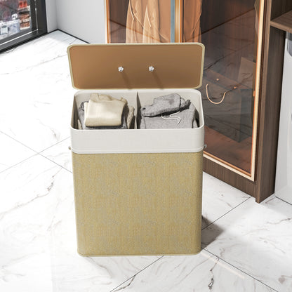 100L Laundry Basket with Lid, Washing Basket for Bathroom, Cream