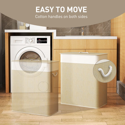 100L Laundry Basket with Lid, Washing Basket for Bathroom, Cream