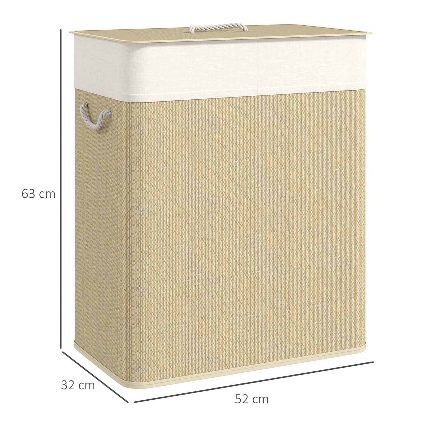 100L Laundry Basket with Lid, Washing Basket for Bathroom, Cream