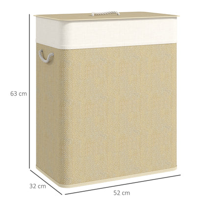 100L Laundry Basket with Lid, Washing Basket for Bathroom, Cream