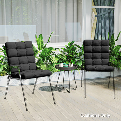 2pc Outdoor Seat Cushion with Backrest, Ties, for Garden, Black