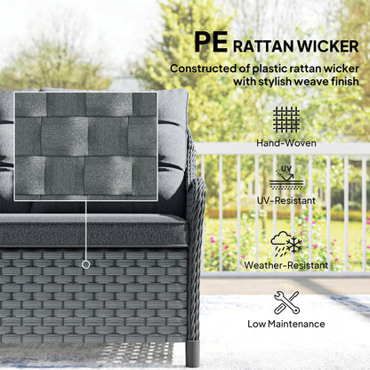 4 Piece Rattan Patio Furniture Set with Removable Cushion Covers