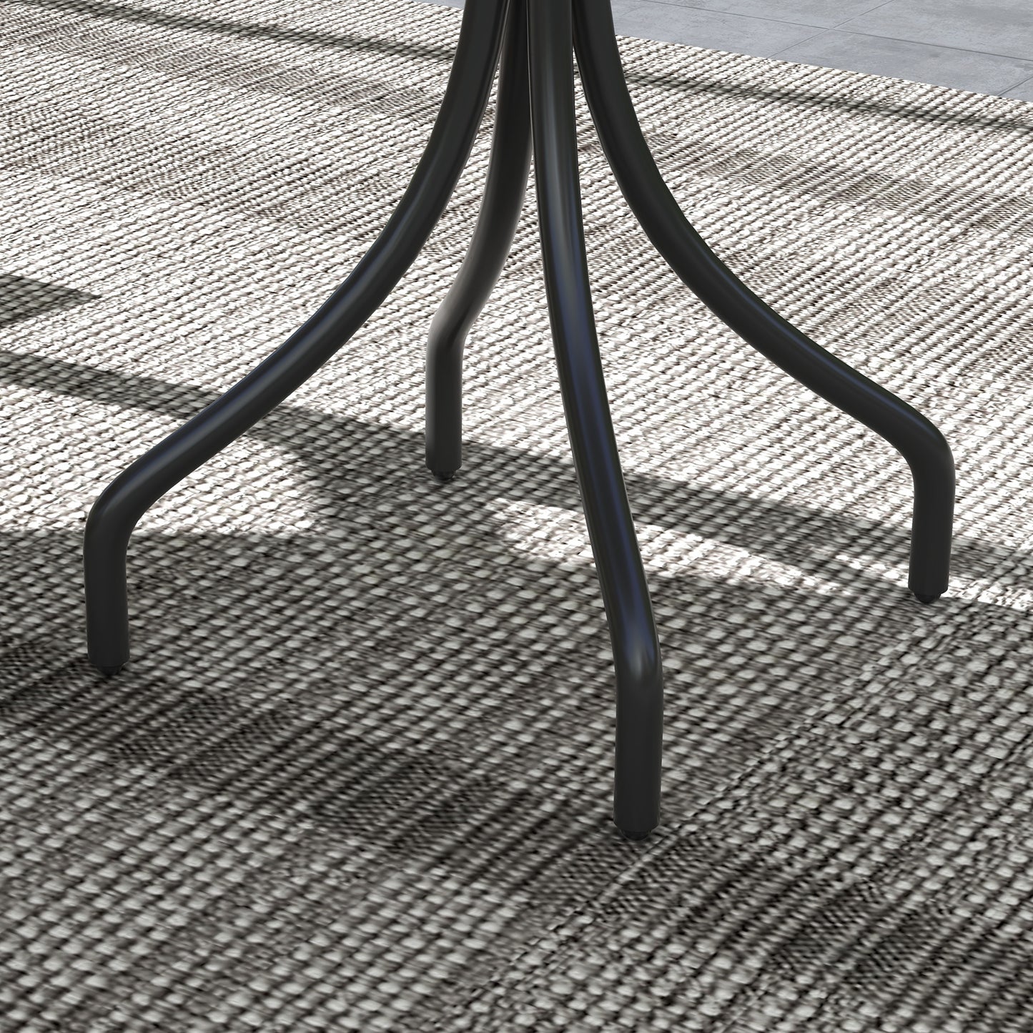 Round Garden Table Outdoor Side Table with Steel Frame Brown