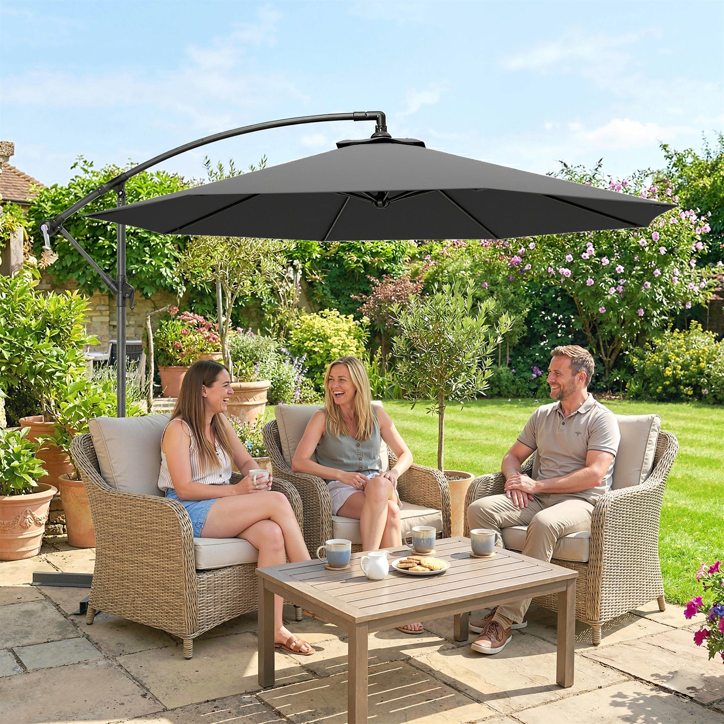 3(m) Banana Parasol Cantilever Umbrella Garden