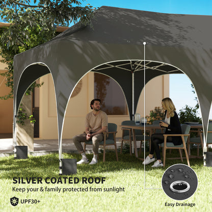 3 x 6m Pop Up Gazebo with Sides, Peak Top Garden Party Tent Marquee