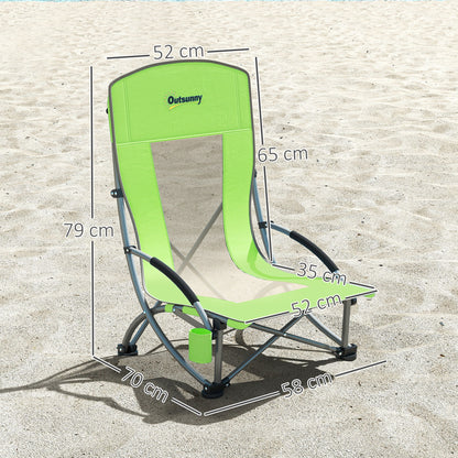 Set of 2 Folding Beach Chair, Camping Chair with Carry Bag, Green