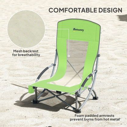 Set of 2 Folding Beach Chair, Camping Chair with Carry Bag, Green