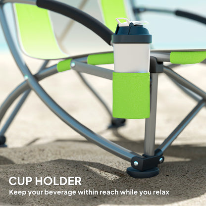 Set of 2 Folding Beach Chair, Camping Chair with Carry Bag, Green