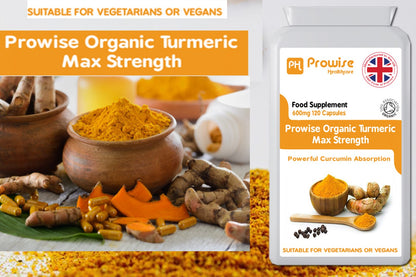 Turmeric & Black Pepper Max Strength Supplements - Natural Anti-Inflammatory & Antioxidant Properties