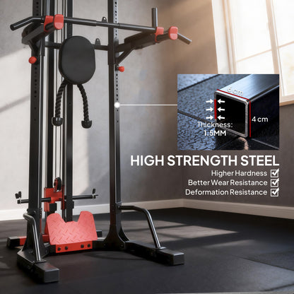 Power Tower with Lat Pull Down Machine, Pull Up Bar, Dip Station