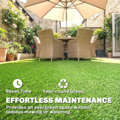 2pcs Artificial Grass Turf with Self-draining 1m x 4m Green