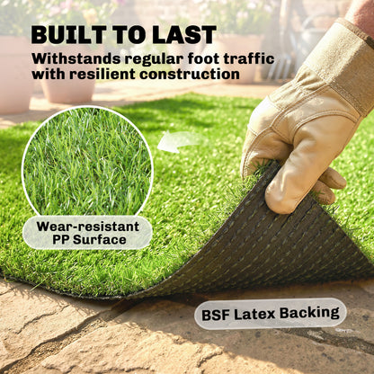 2pcs Artificial Grass Turf with Self-draining 1m x 4m Green