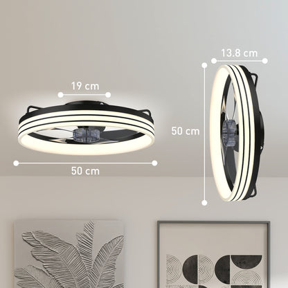 Ceiling Fan with Light and & App Control, 6 Speed, 50 cm, Black