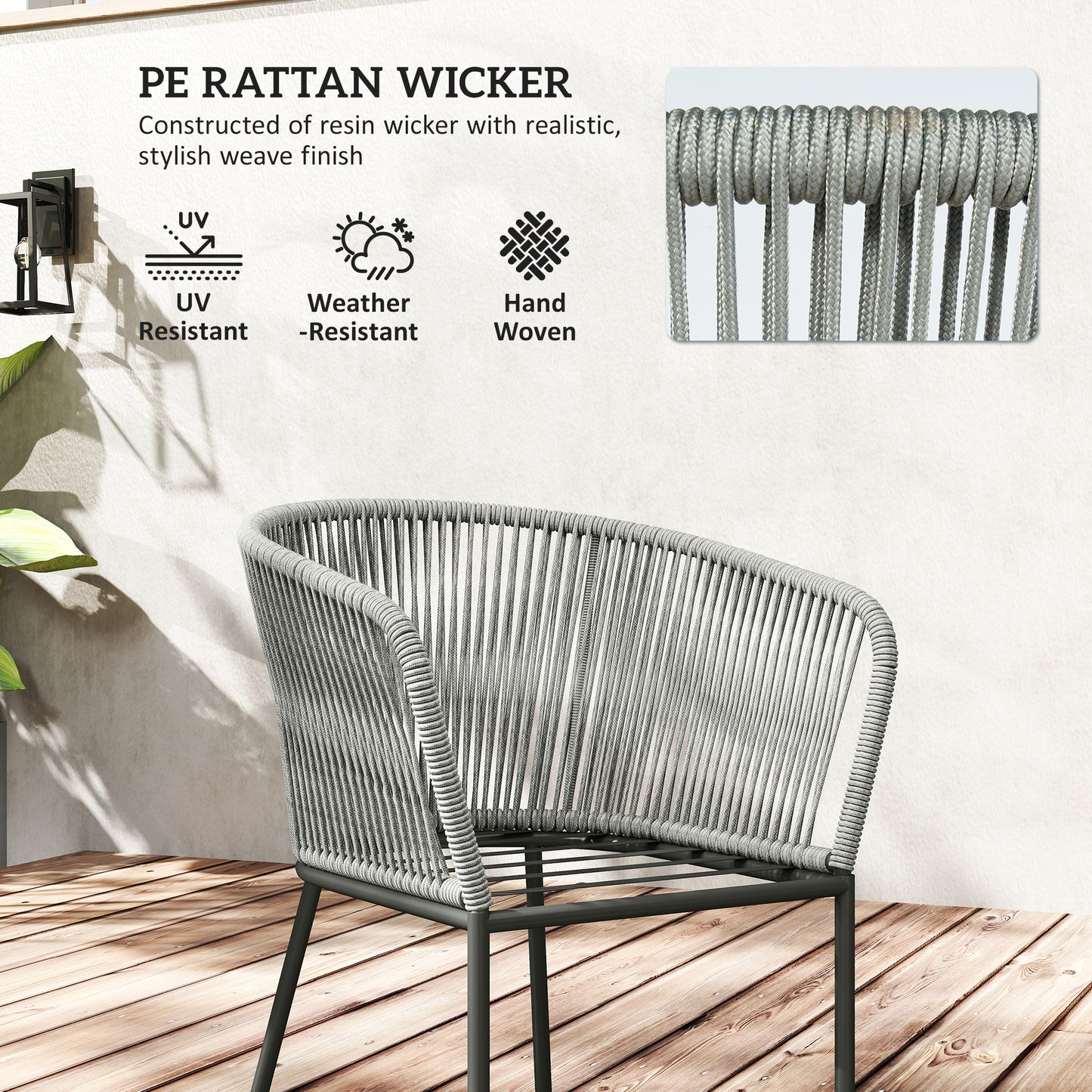 6 Seater Rattan Dining Set with Acacia Wood Table Top Seat Cushions