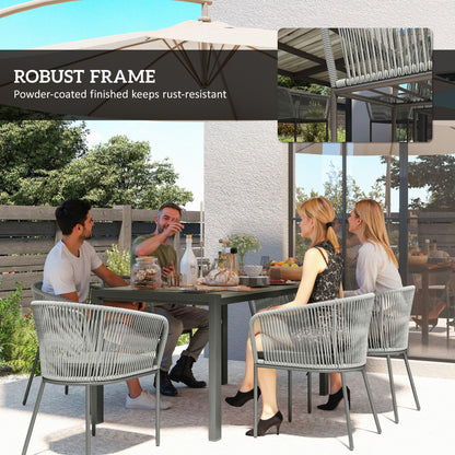 6 Seater Rattan Dining Set with Acacia Wood Table Top Seat Cushions