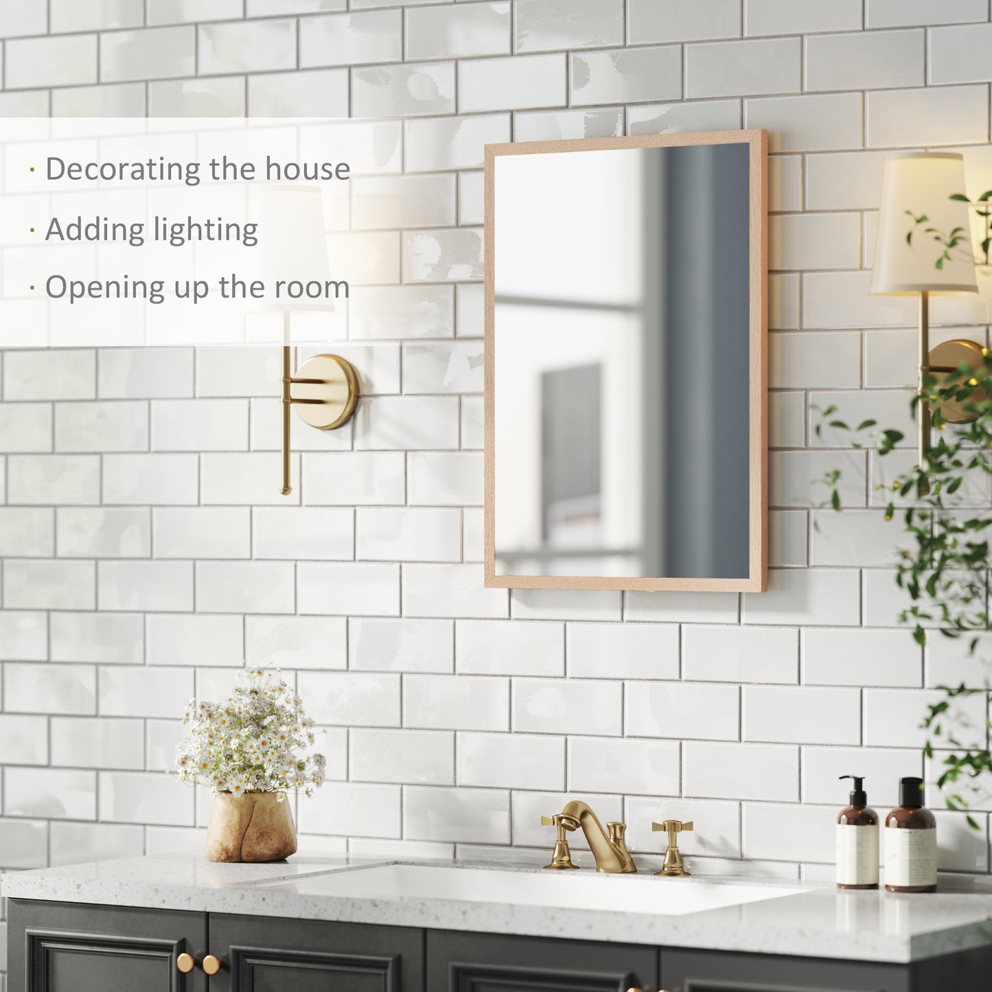 70x50cm Wall Bathroom Mirror for Home Decor, Vanity Mirror