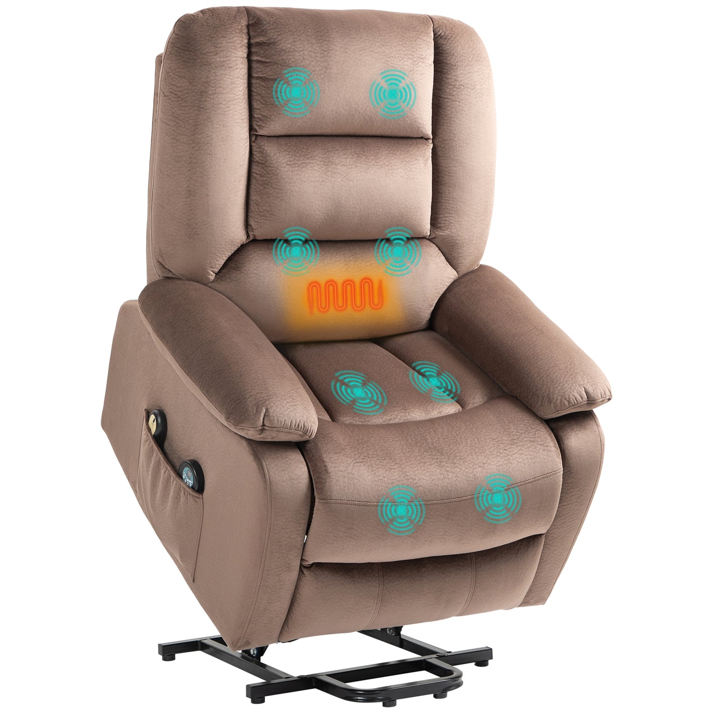 Riser and Recliner Chair Lift Chair with Vibration Massage, Heat, Brown