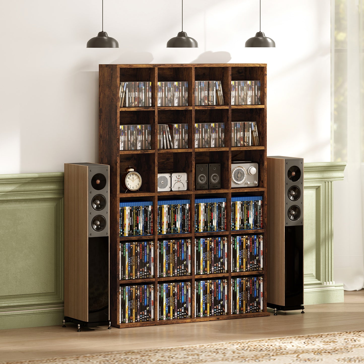 DVD CD Media Storage Rack, Video Display Unit, Rustic Brown