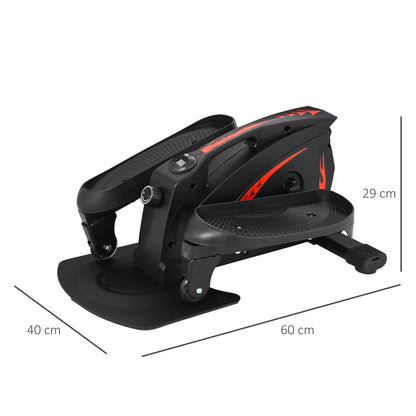 Mini Manual Elliptical Bike Under Desk Bike w/ LCD Monitor Anti-Slip Pedals Adjustable Resistance Home Compact Exercise Trainer
