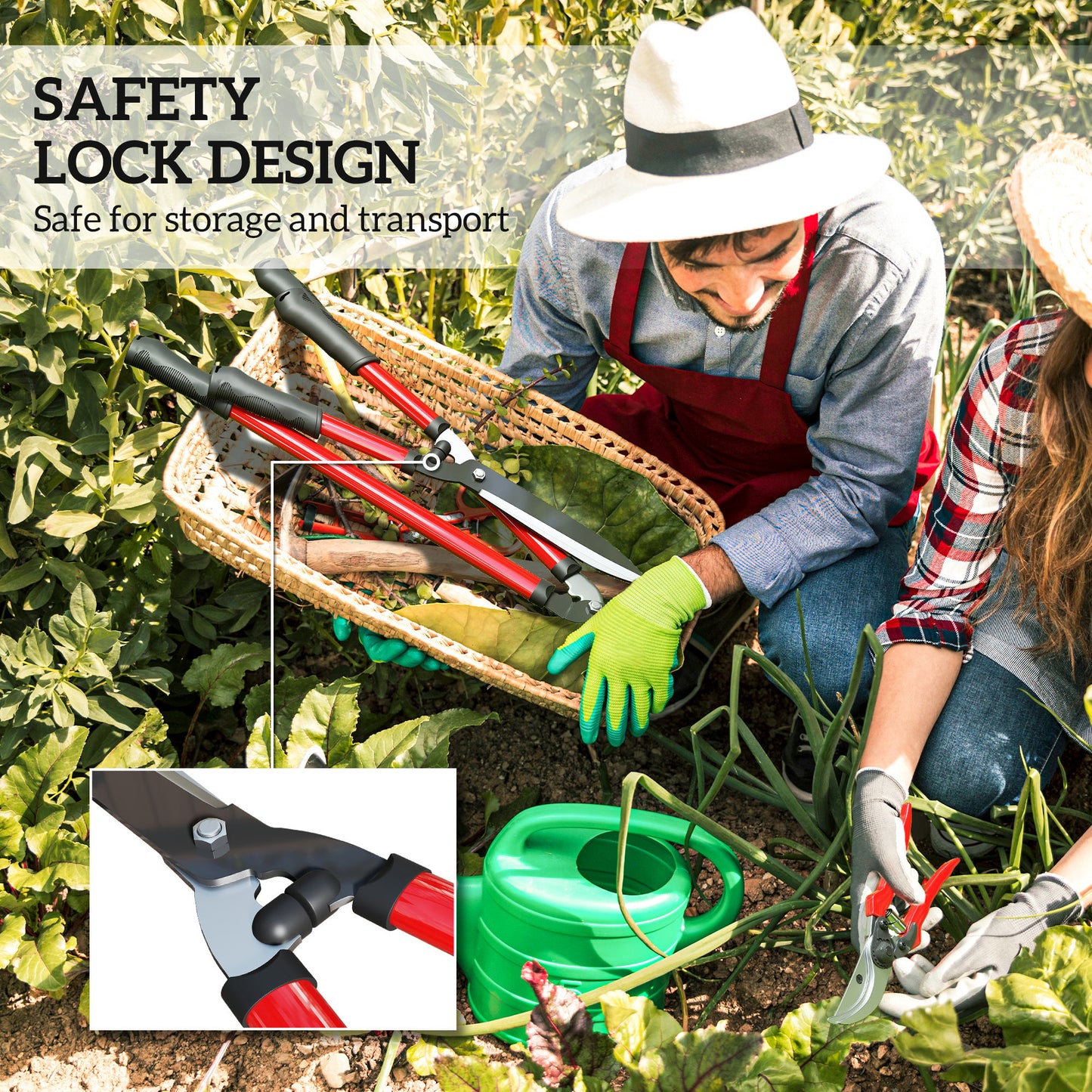 3 PC Garden Shears Set w/ Hedge Shears, Lopper, Garden Secateurs