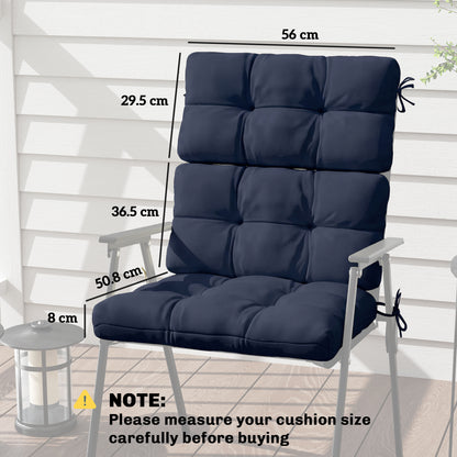 2pc Outdoor Seat Cushion with Backrest, Ties, for Garden, Dark Blue