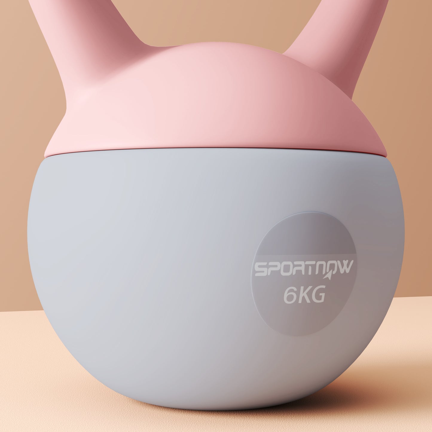 6KG Kettlebell with Soft Body and Non-Slip Handle, Pink and Grey