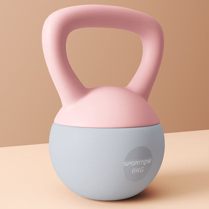 6KG Kettlebell with Soft Body and Non-Slip Handle, Pink and Grey