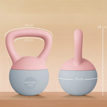 6KG Kettlebell with Soft Body and Non-Slip Handle, Pink and Grey