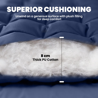Sleeping Mat, Foldable Camping Pad with Elastic Straps Dark Blue