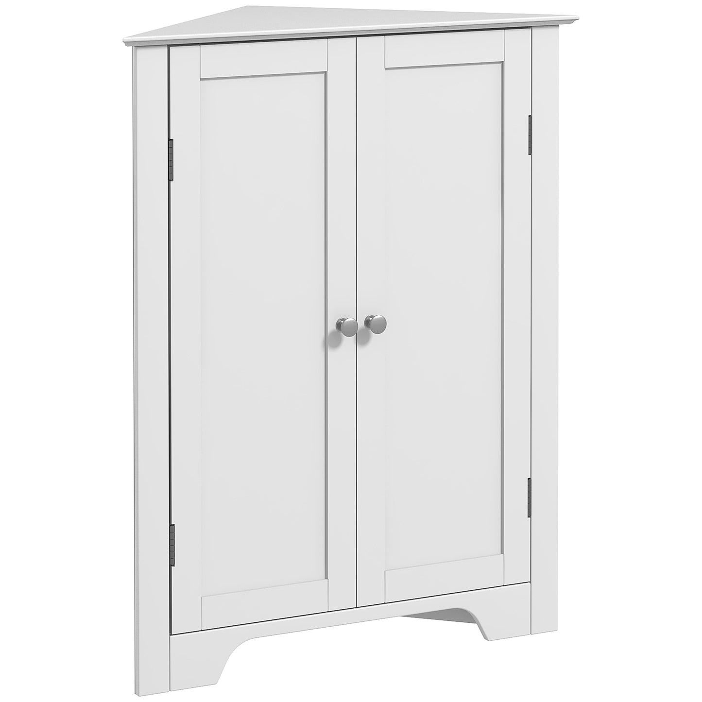 Corner Bathroom Cabinet, Recessed Doors and Adjustable Shelf, White