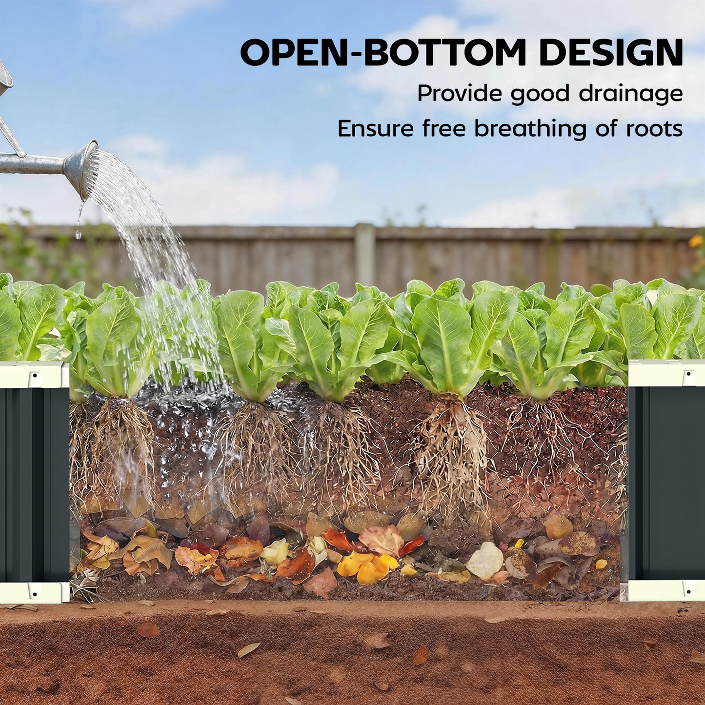 Galvanised Raised Garden Bed with Gloves, Dark Grey