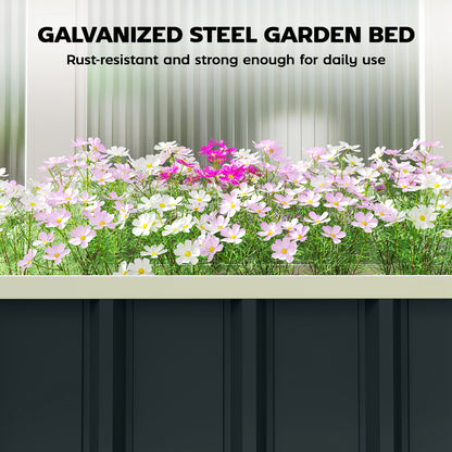 Galvanised Raised Garden Bed with Gloves, Dark Grey