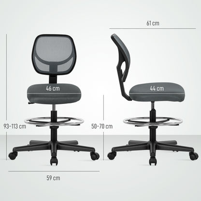 Swivel Mesh Office Chair w/ Adjustable Footrest Ring, Charcoal Grey